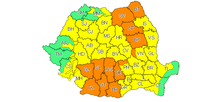 Instabilitate atmosferică accentuată în aproape toată țara. Dobrogea continentală este vizată