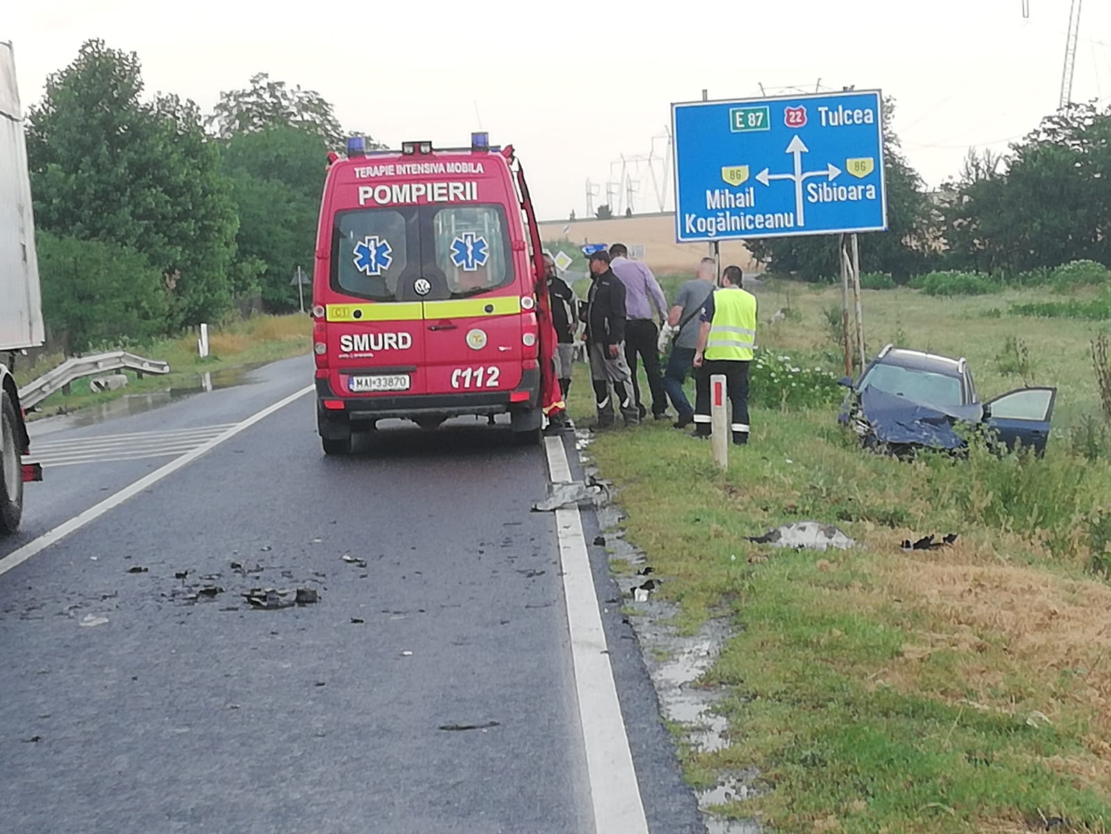 CONSTANȚA: Accident rutier pe DN 22, în zona Sibioara