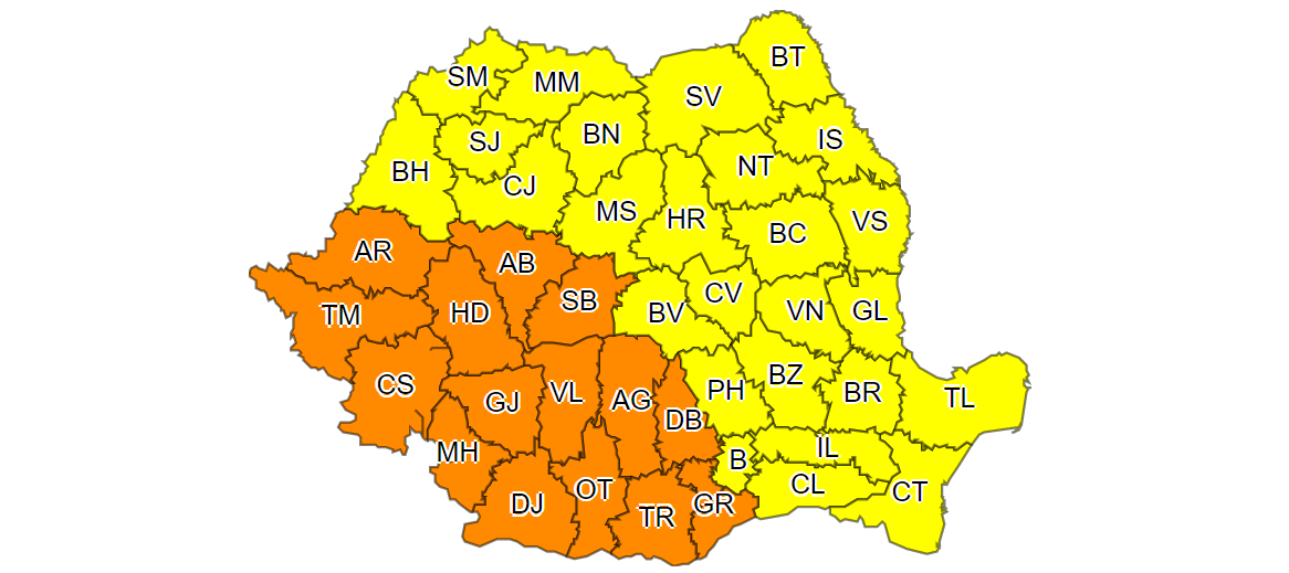 DOBROGEA sub avertizare de cod galben