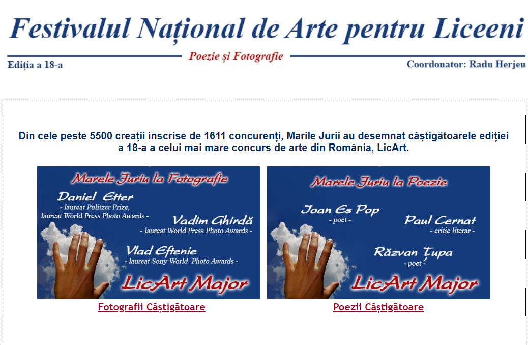 LicArt 18, Festivalul Național de Arte pentru Liceeni, și-a desemnat câștigătorii