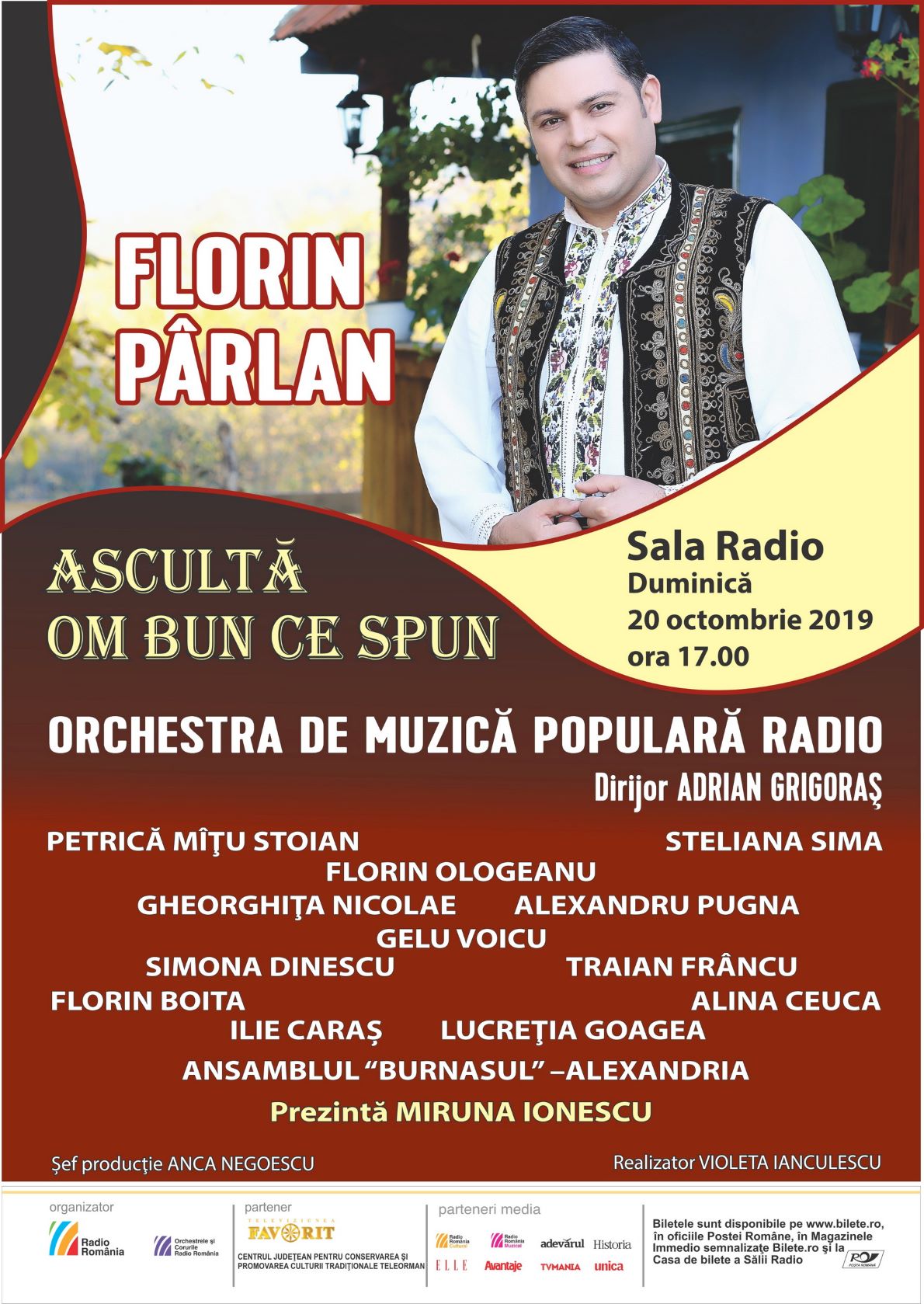 „Ascultă om bun ce spun”: Concert folcloric și lansare CD Florin Pârlan, la Sala Radio