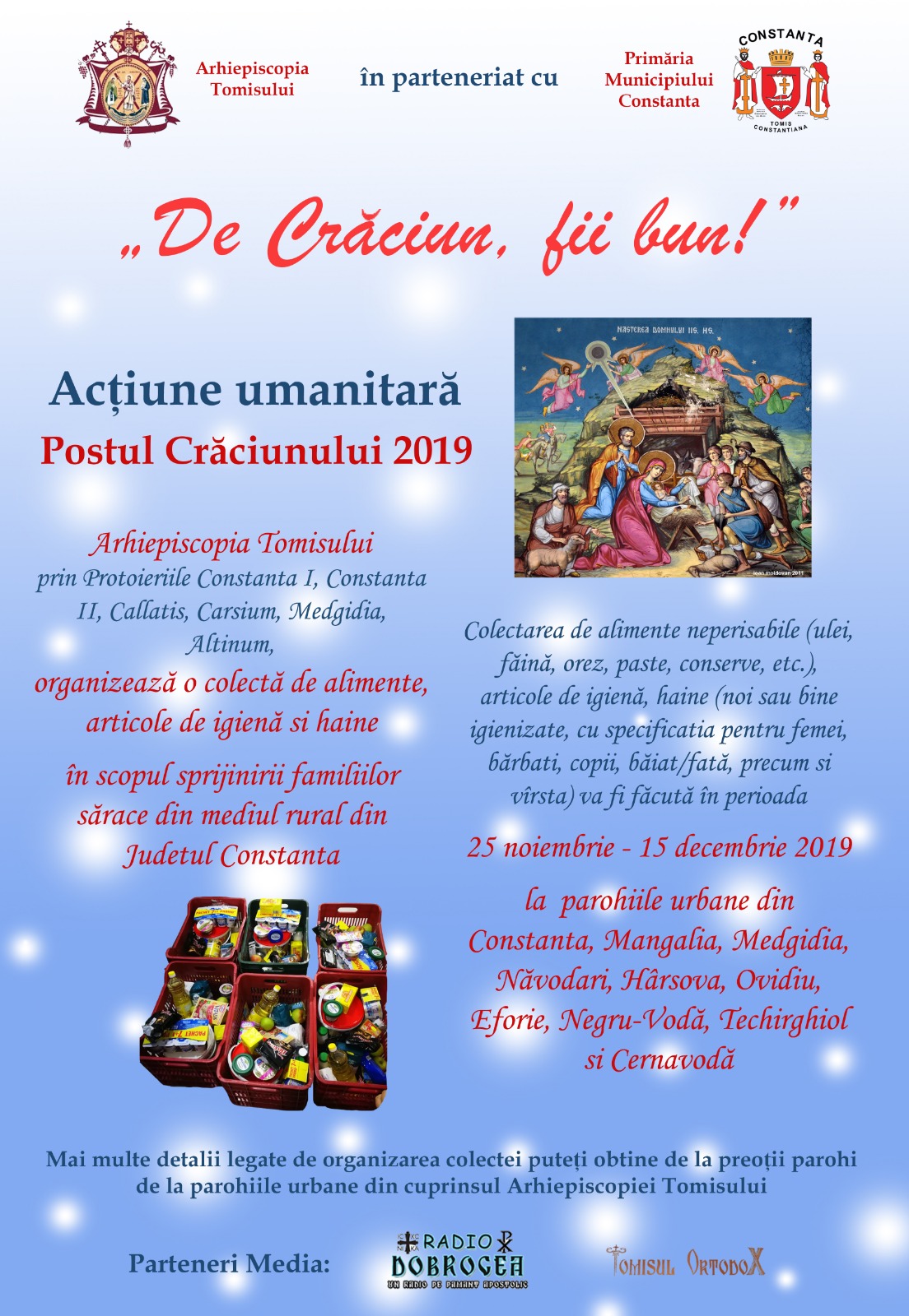 CONSTANȚA: O campanie umanitară „De Crăciun, fii bun!” va avea loc în perioada 25 noiembrie – 15 decembrie