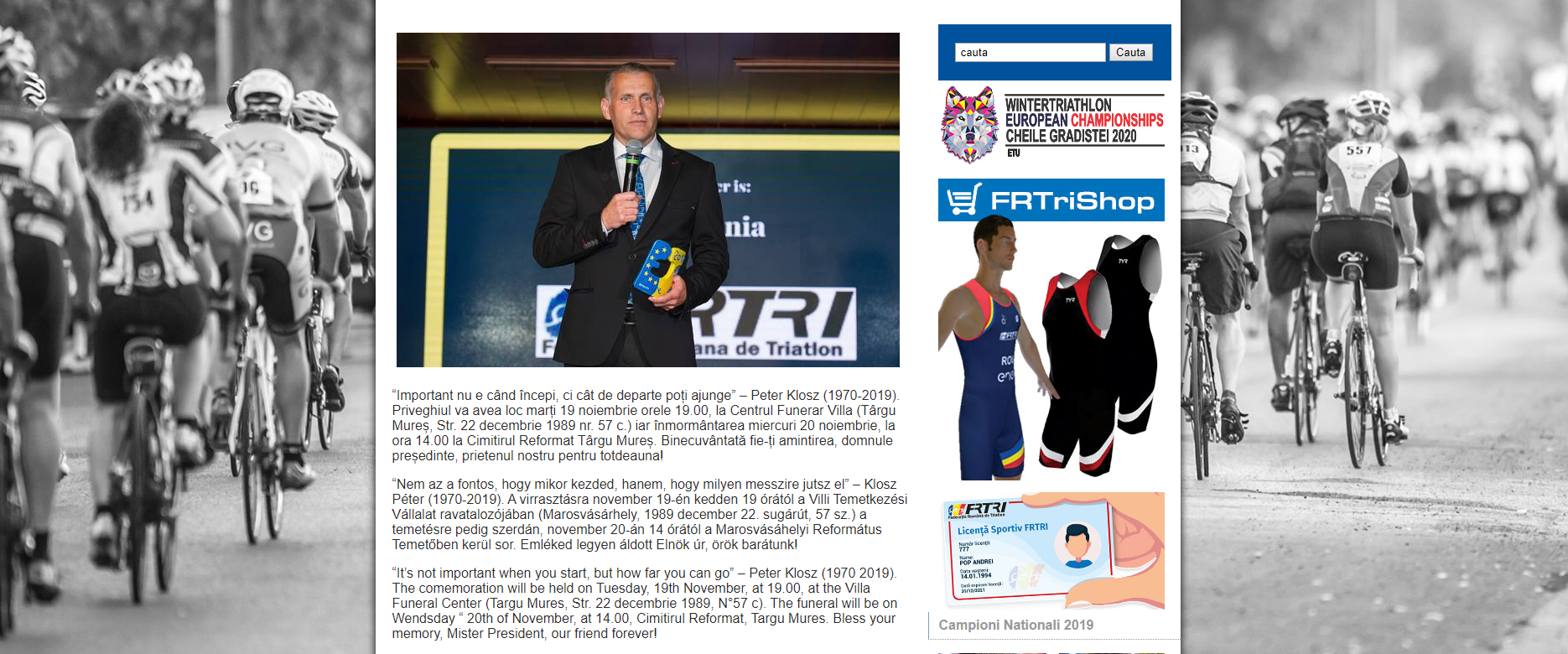 Vlad Stoica, votat în rolul de Președinte al Federației Române de Triatlon, după decesul lui Peter Klosz