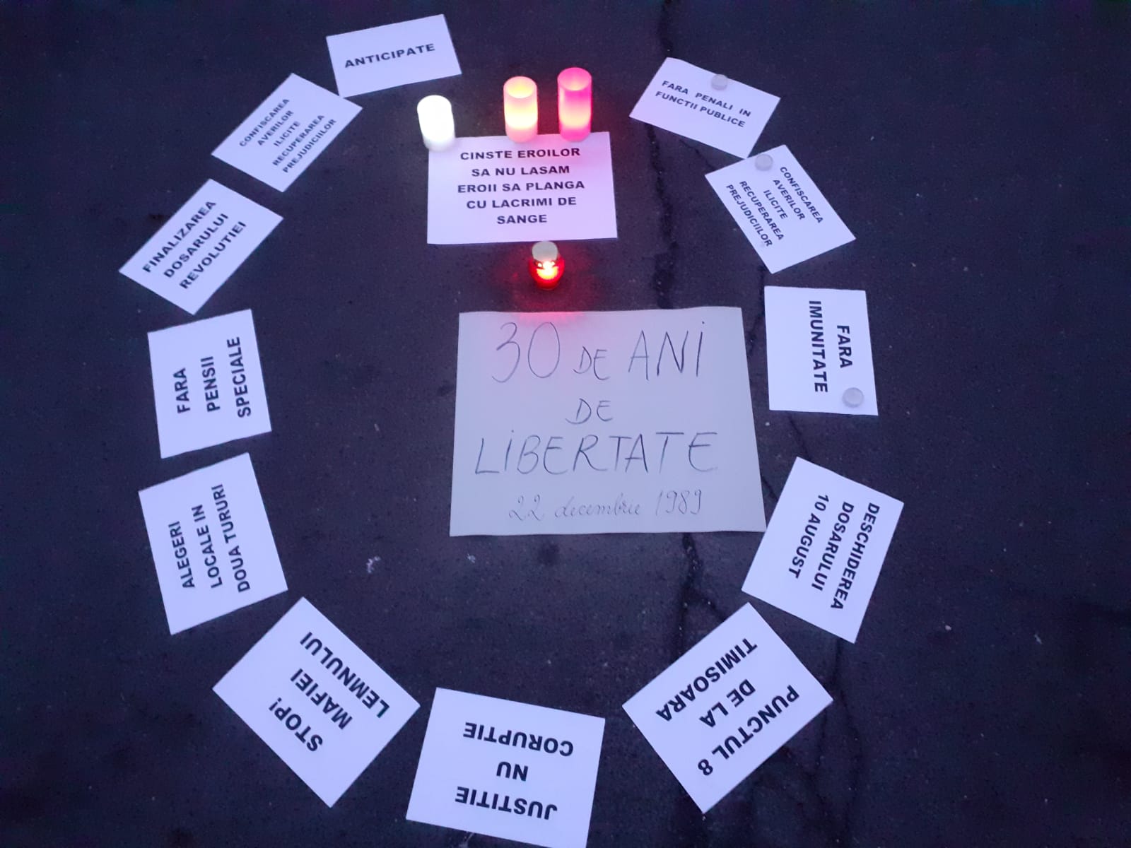 Eroii-martiri ai Revoluţiei din Decembrie 1989, comemoraţi de un grup de militanţi ai mişcării civice Rezist