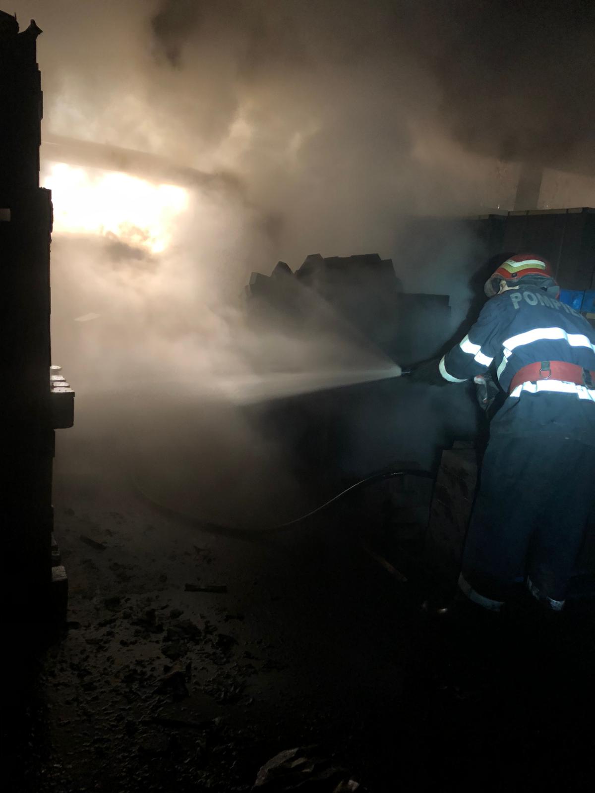 TULCEA/FOTO: Incendiu la hala unei societăți comerciale