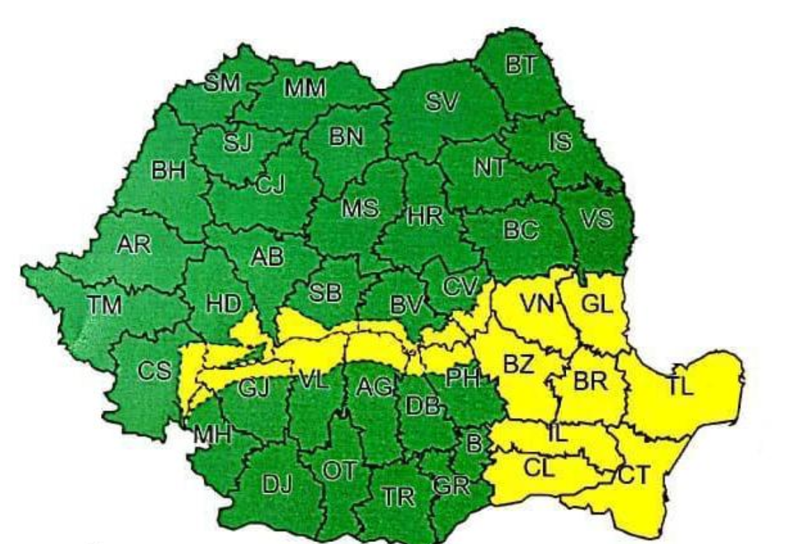 CONSTANȚA/TULCEA: Cod GALBEN de vânt puternic