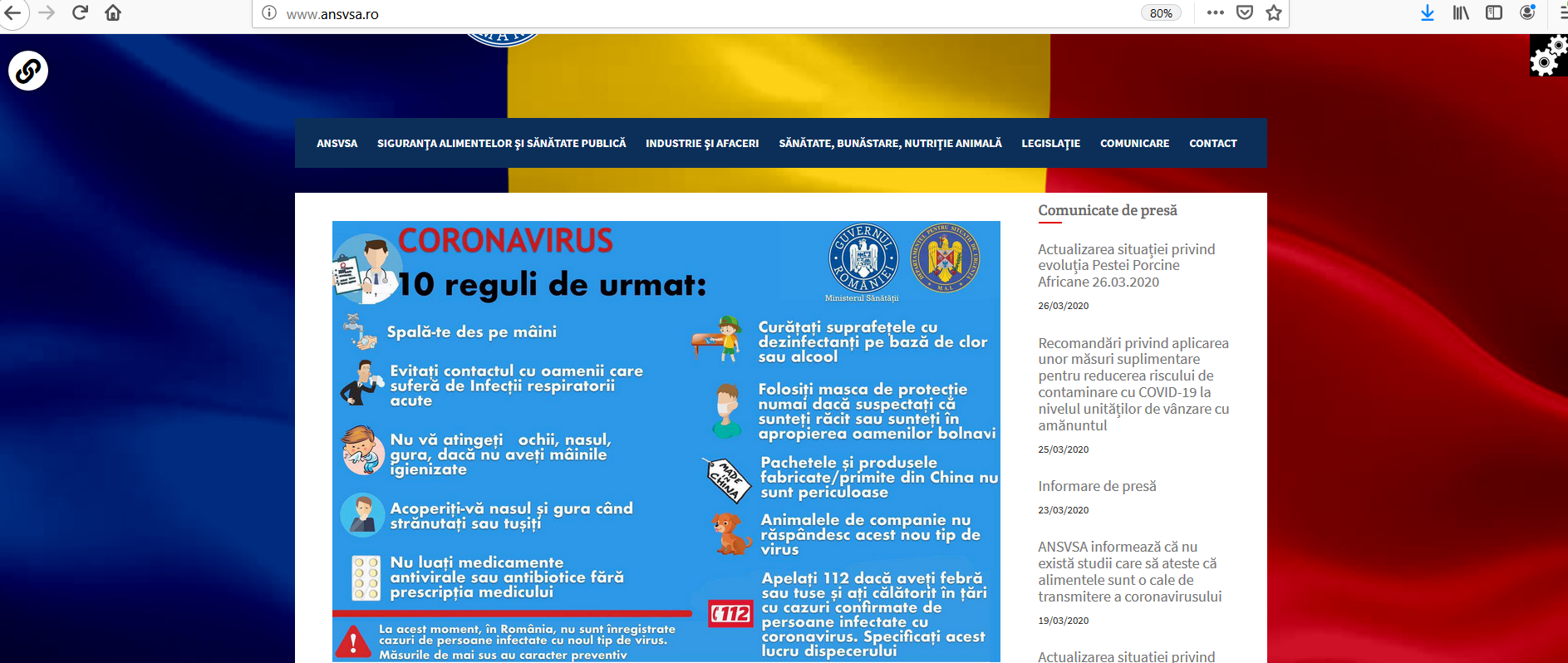 Recomandări ANSVSA privind aplicarea unor măsuri suplimentare pentru reducerea riscului de contaminare cu COVID-19, la nivelul unităților de vânzare cu amănuntul