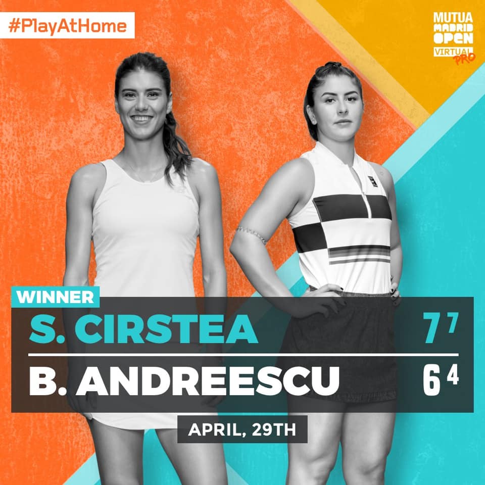 Sorana Cîrstea o învinge pe Bianca Andreescu și este în semifinalele turneului Mutua Madrid Open Virtual Pro