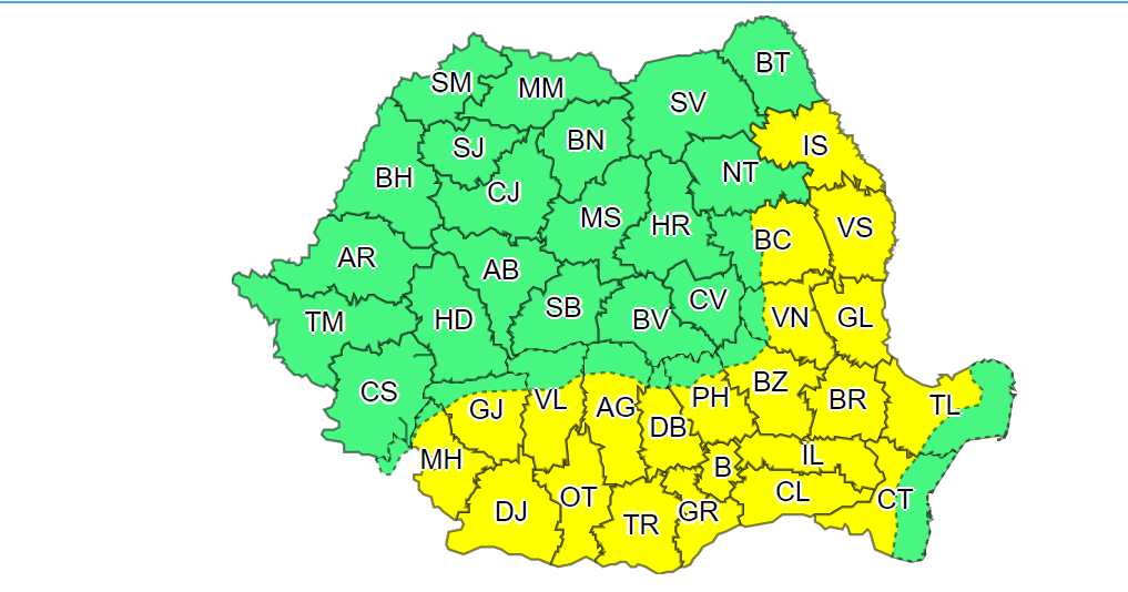 Cod galben de caniculă în vestul Dobrogei. Temperaturile ajung la 37 de grade Celsius