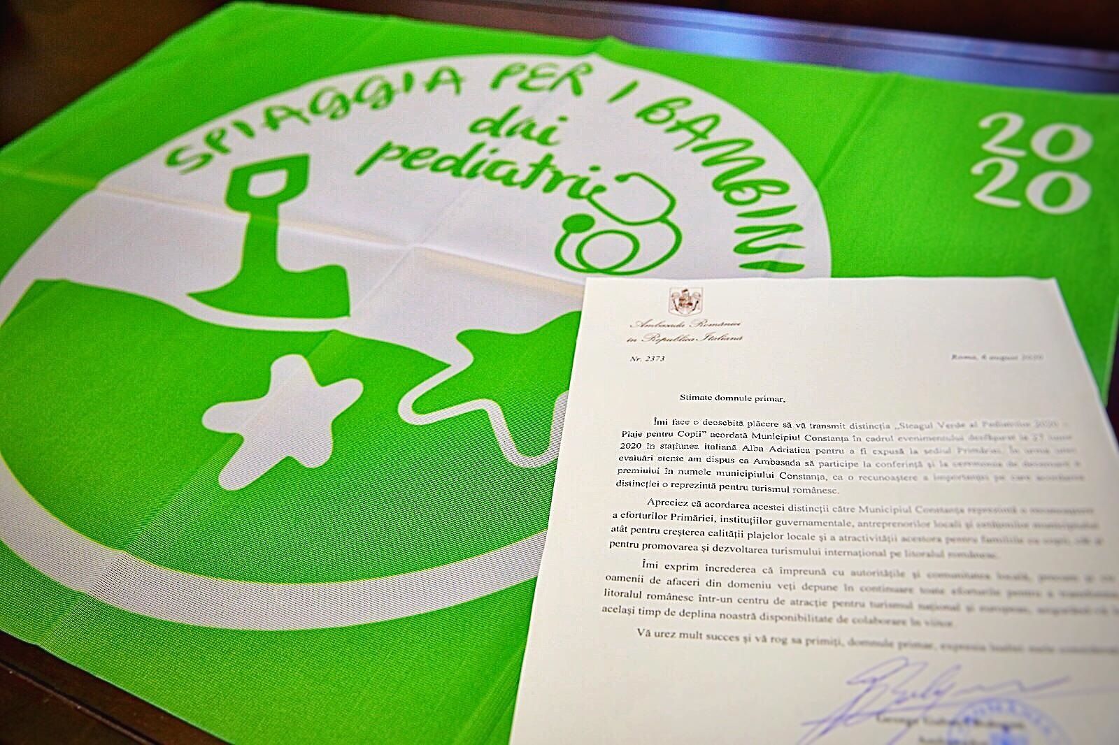 „Steagul Verde al Pediatrilor 2020 – Plaje pentru Copii” a ajuns la Constanța
