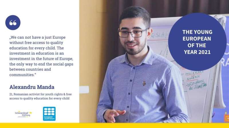 CONSTANȚA: Studentul Constantin-Alexandru Manda, desemnat Tânărul European al Anului 2021