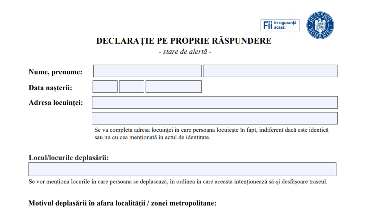 Municipiul CONSTANȚA: Din această seară se va circula NUMAI cu declarație după ora 20. Măsura este valabilă vineri, sâmbătă și duminică