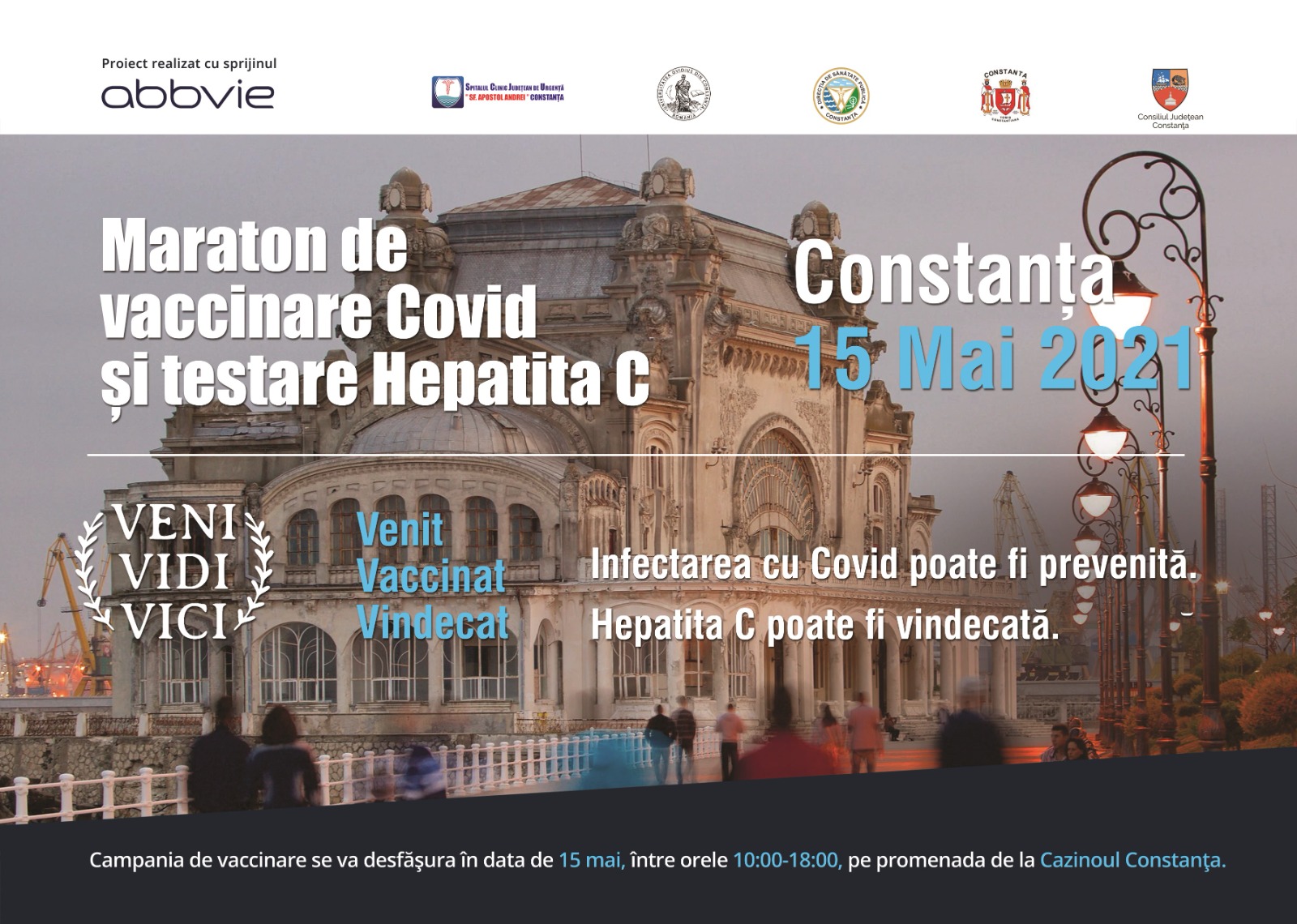 CONSTANŢA: Mai multe maratoane de vaccinare împotriva COVID vor avea loc în perioada 14 – 16 mai