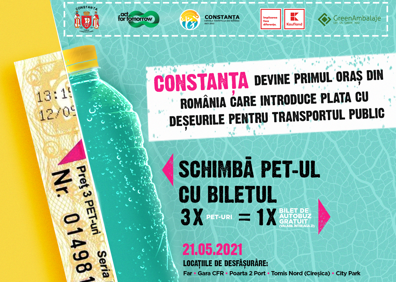 CONSTANŢA: Se lansează campania „Schimbă PET-ul cu biletul”