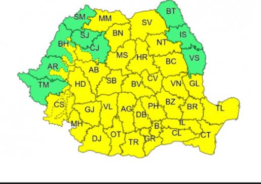 CONSTANȚA ȘI TULCEA sub cod galben de ploi, vijelii și descărcări electrice