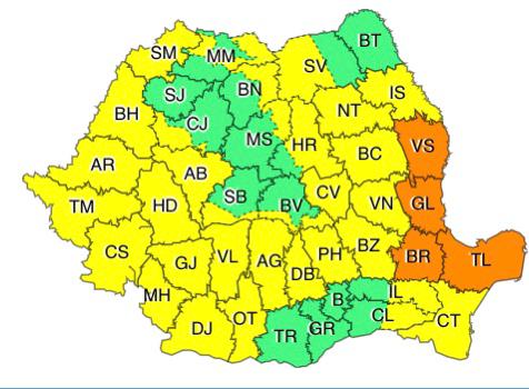 TULCEA: Avertizare de COD PORTOCALIU