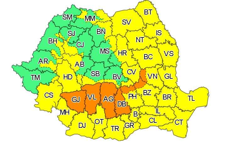 Județele Constanța și Tulcea vizate de un nou cod galben