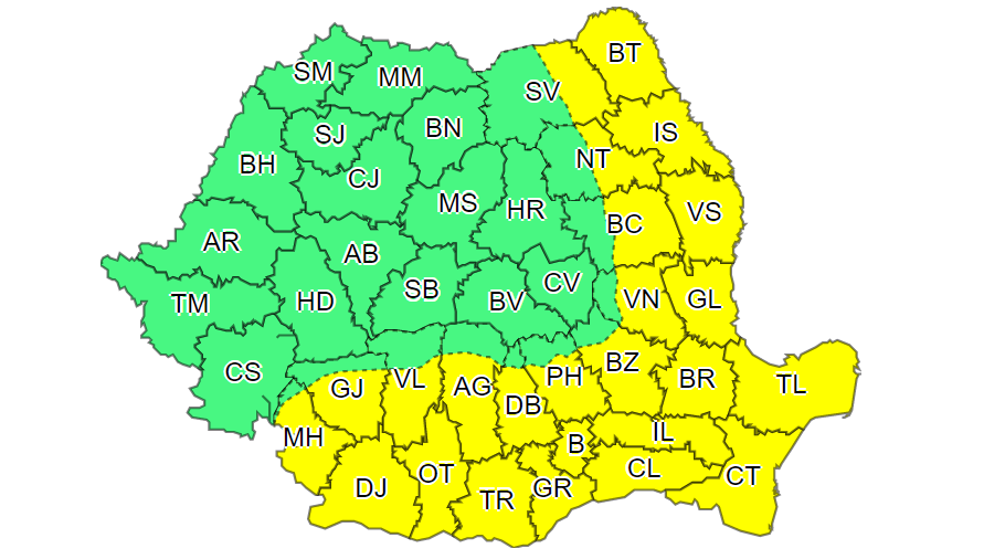 Cod Galben în județele Constanța și Tulcea