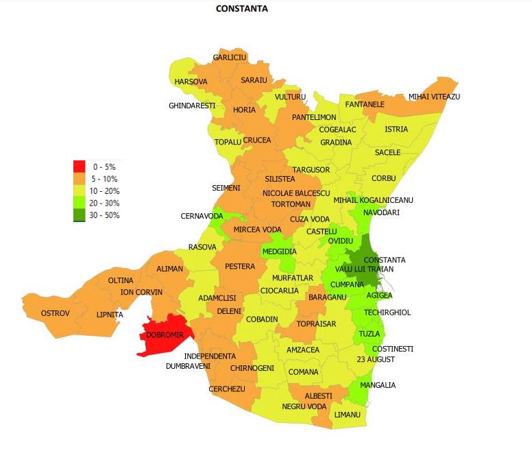 Procentul de vaccinare anti-COVID în județele Constanța și Tulcea