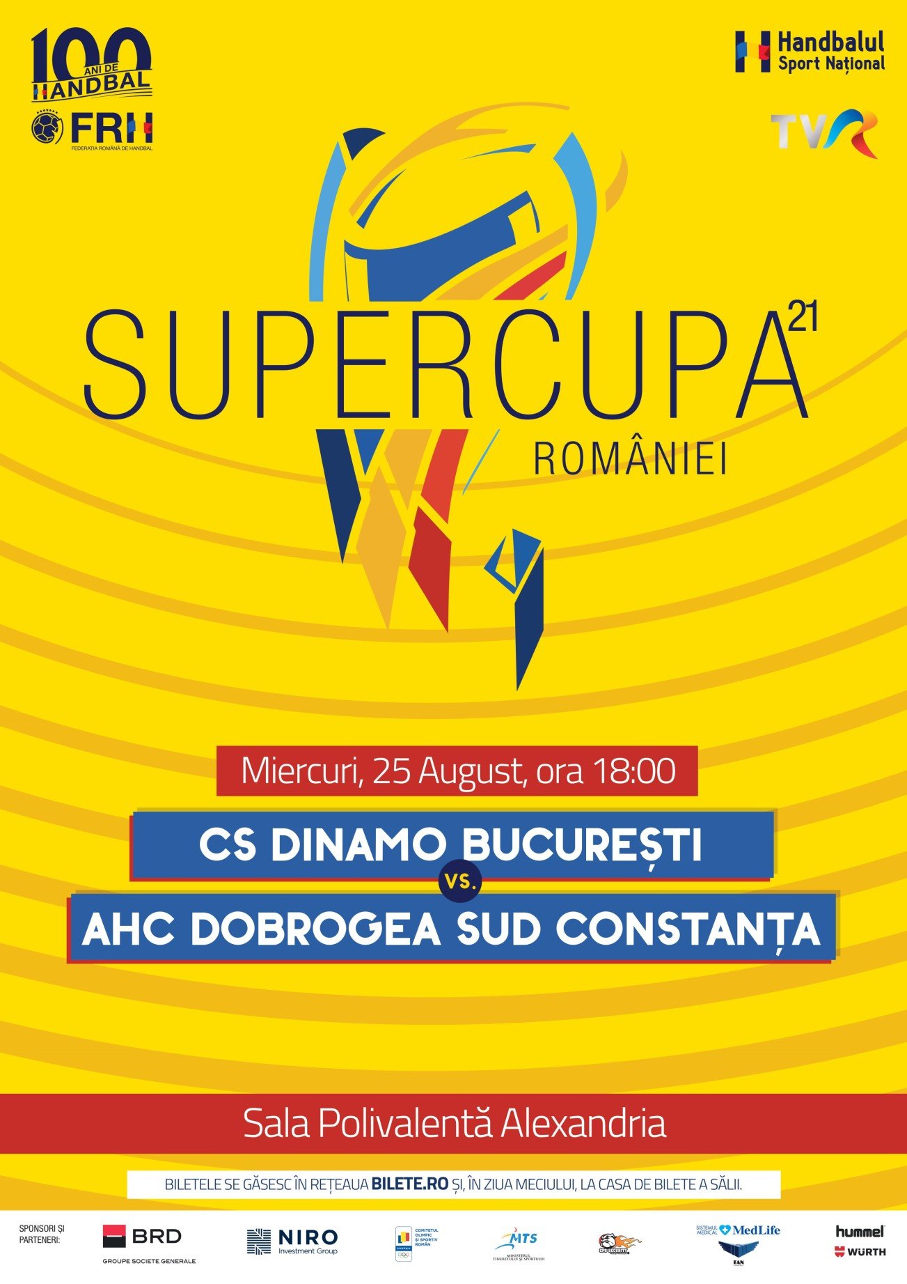Handbal masculin: Dinamo și HC Dobrogea Sud se confruntă astăzi în Supercupa României
