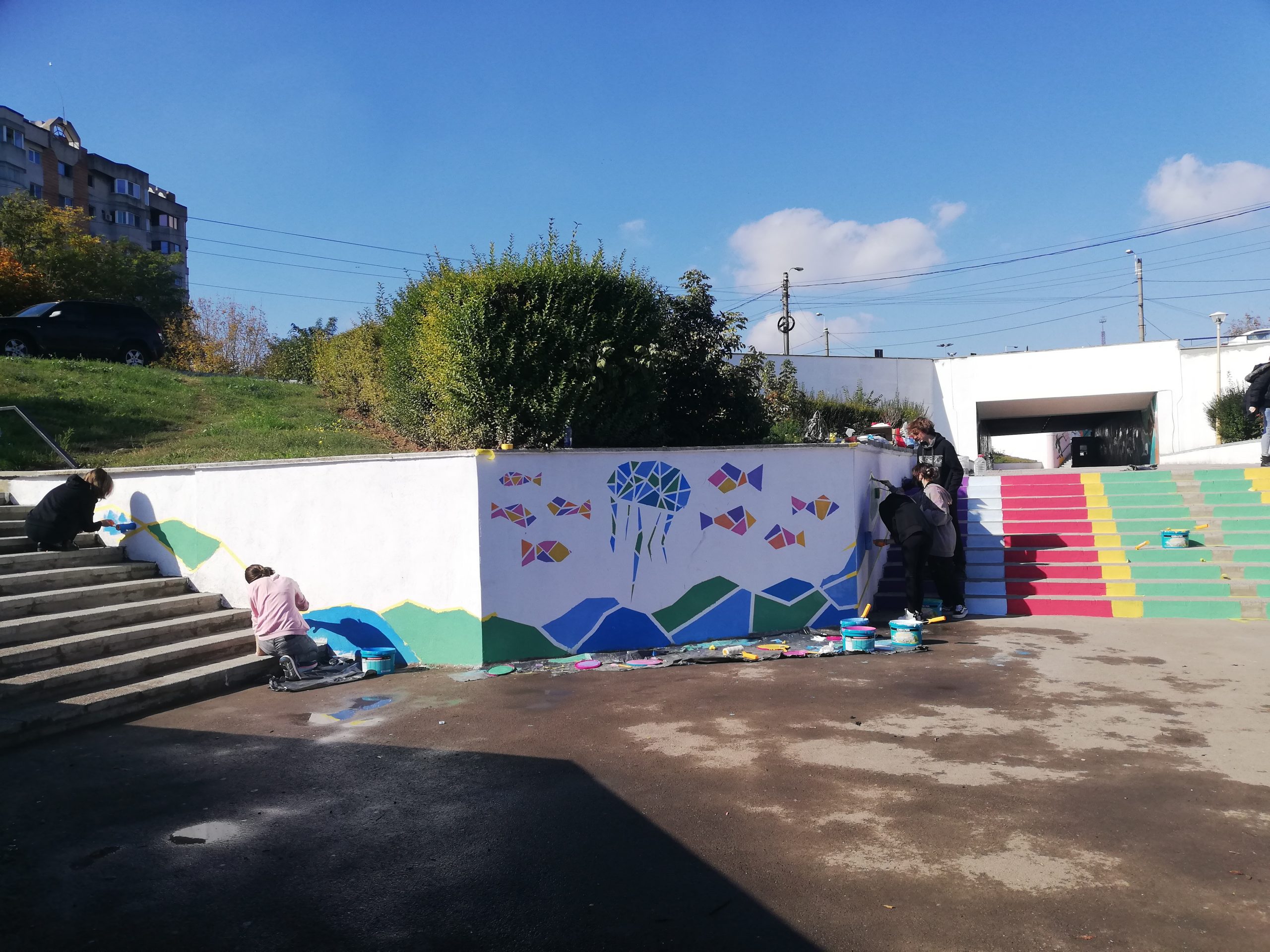 CONSTANŢA: Pasajul Gării, pictat de elevii Colegiului Național de Arte „Regina Maria”