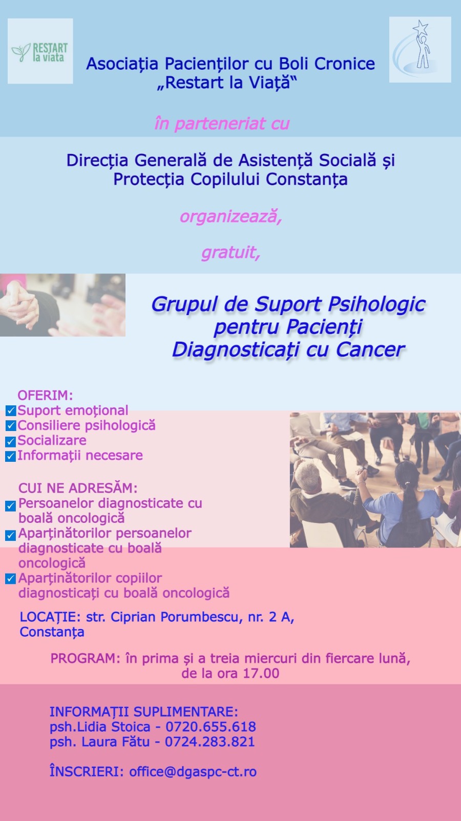 Premieră la Constanța. Grupuri de suport pentru pacienții oncologici și familiile lor