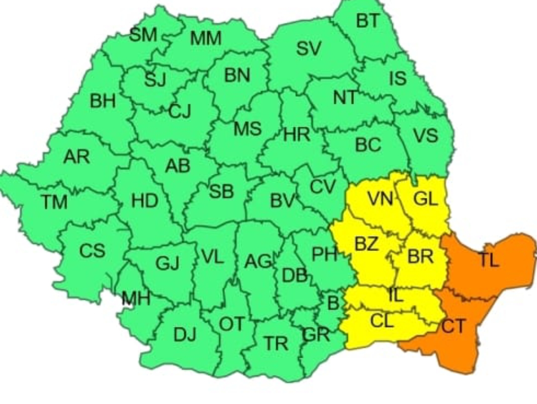CONSTANȚA și TULCEA sub COD PORTOCALIU de ninsori viscolite!