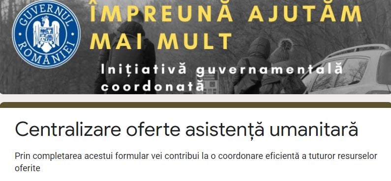 „Ucraina – Împreună ajutăm mai mult” – platformă a Guvernului României destinată asistenței umanitare