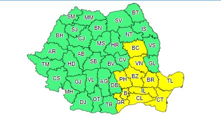 Județele CONSTANȚA și TULCEA, sub incidența unui cod galben