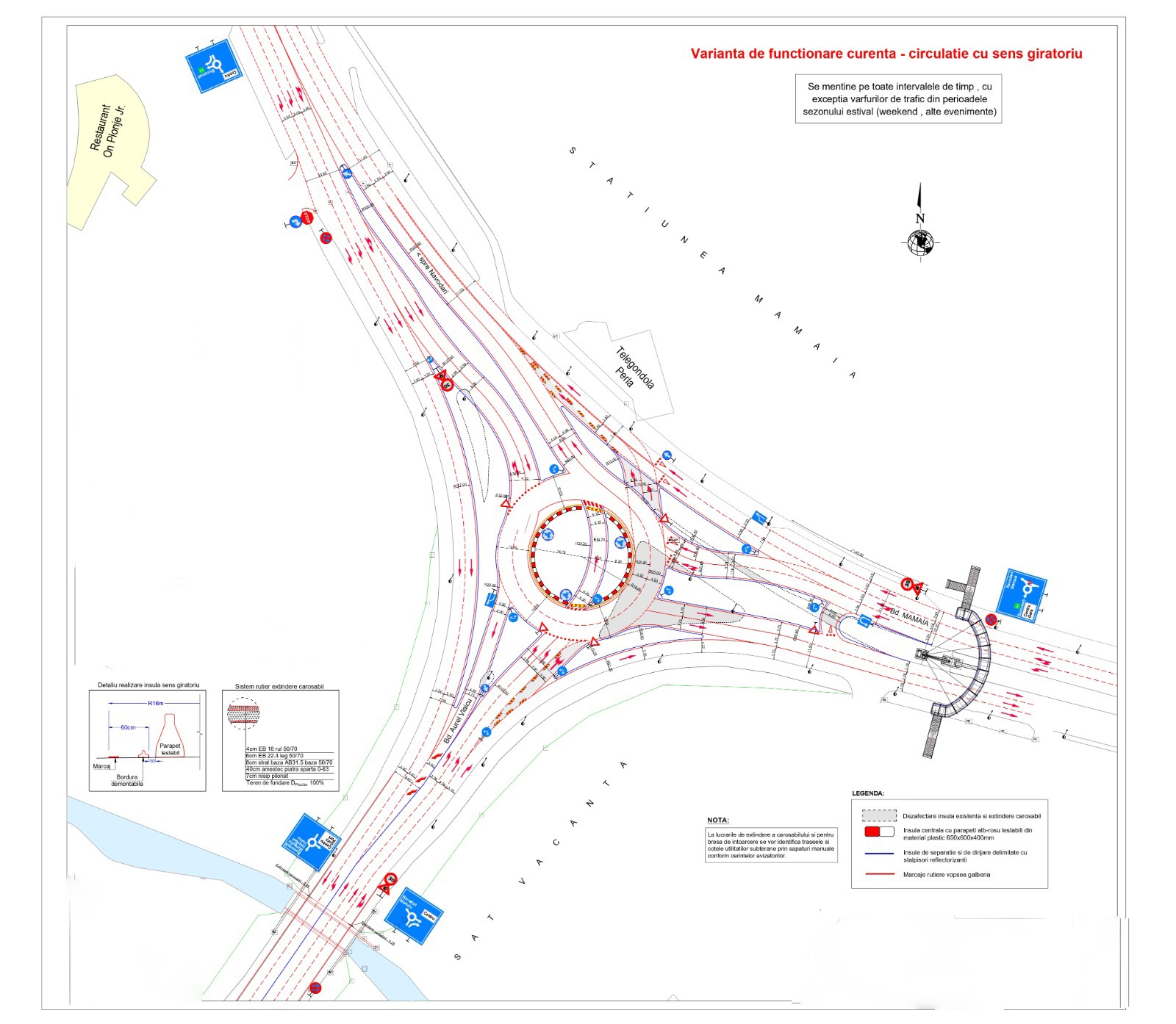 CONSTANŢA: Nou sens giratoriu în stațiunea Mamaia, pentru fluidizarea traficului