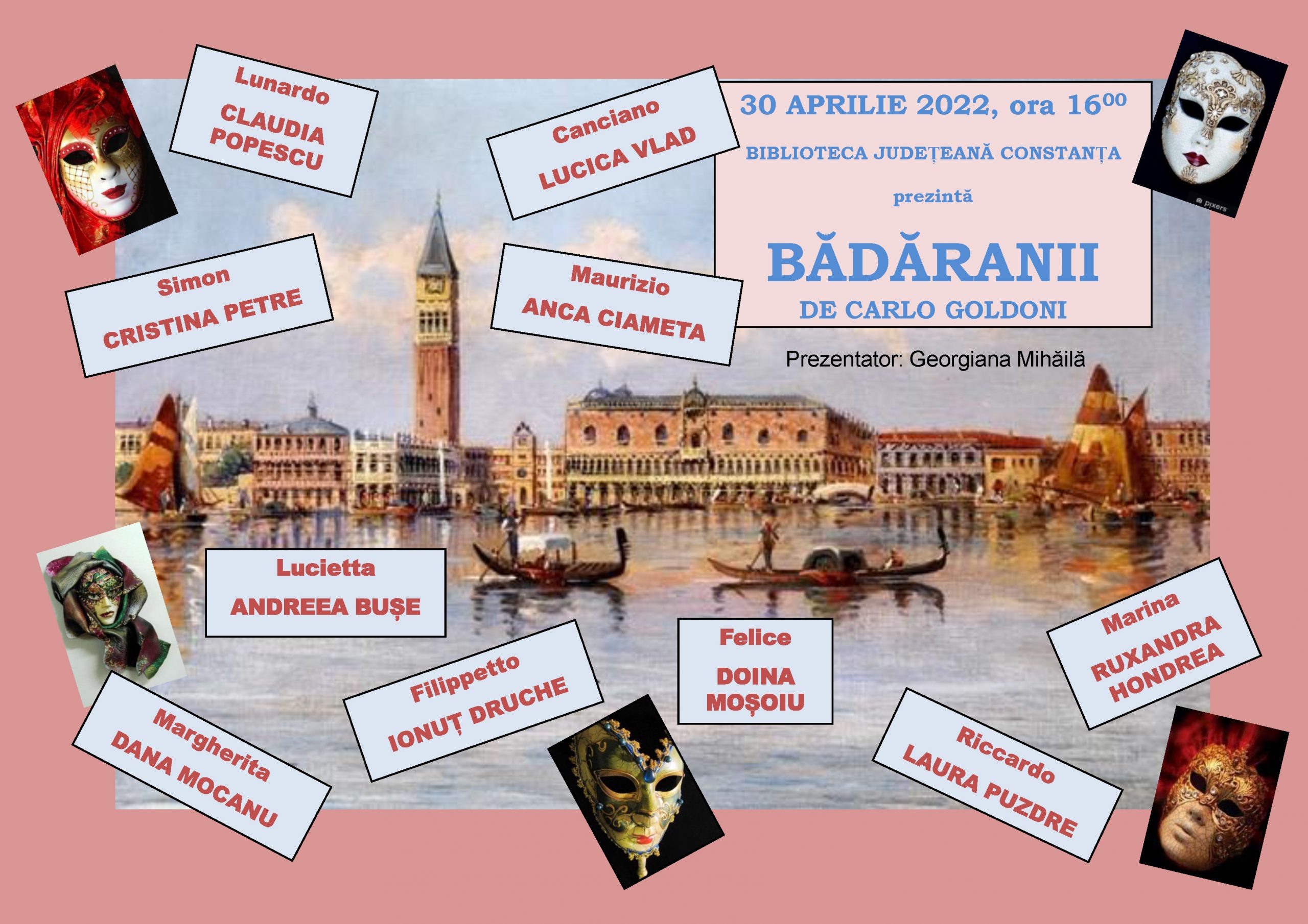 Invitație la teatru. Bibliotecarii, actori în piesa „Bădăranii” de Carlo Goldoni
