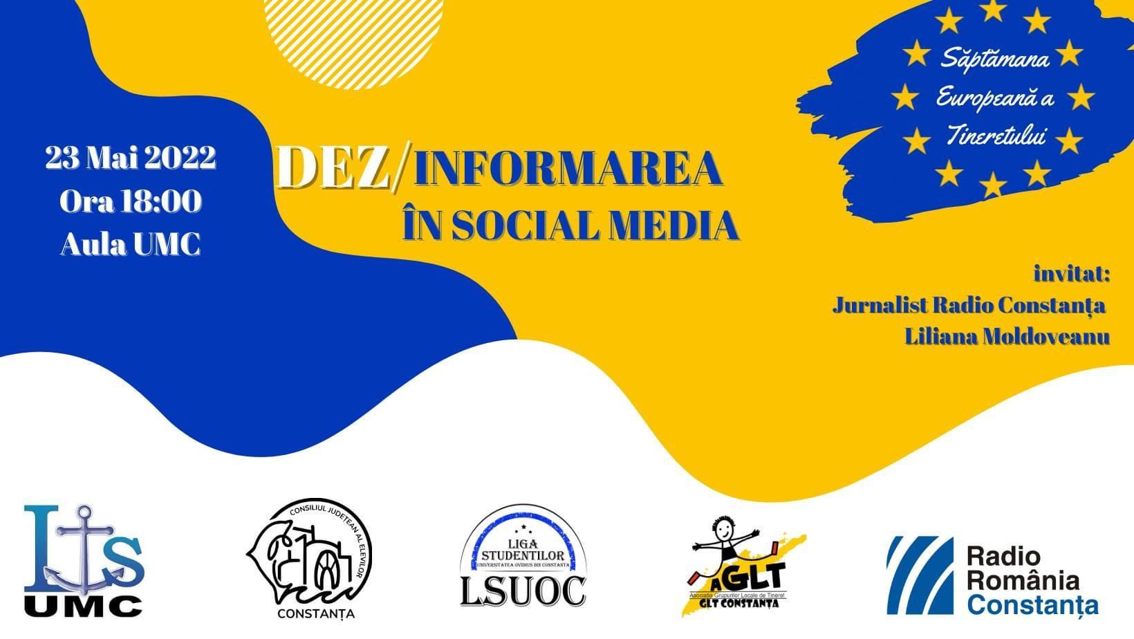 Atelierul “Dez/Informarea în social media” desfășurat în cadrul Săptămânii Europene a Tineretului