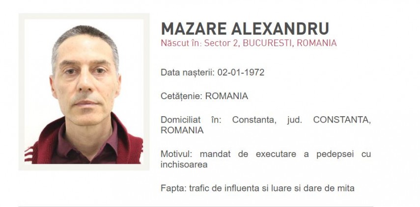 Alexandru Mazăre, condamnat la 3 ani închisoare, s-a predat