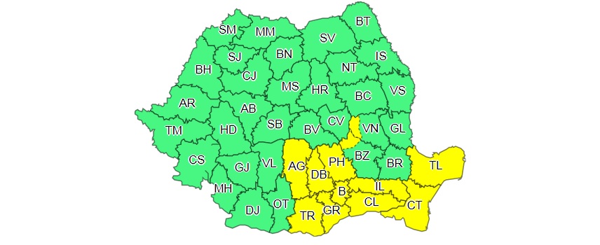 Dobrogea, sub atenţionare meteorologică cod galben