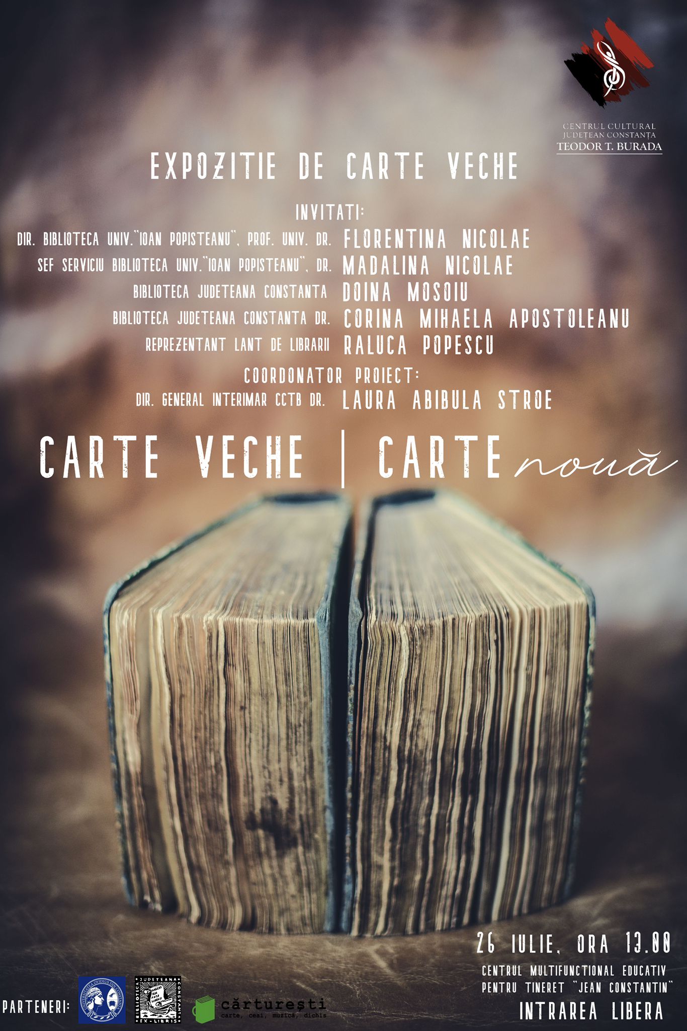 CONSTANŢA: ”CARTE VECHE | CARTE NOUĂ”, la Centrul Multifuncțional Educativ pentru Tineret „Jean Constantin”