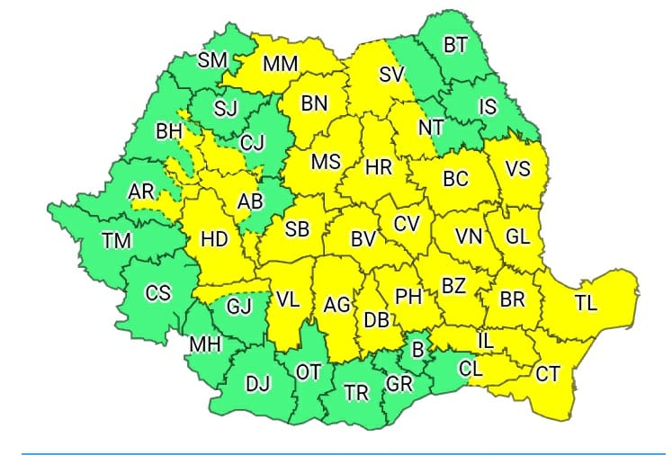 Cod galben de ploi și instabilitate atmosferică în Dobrogea