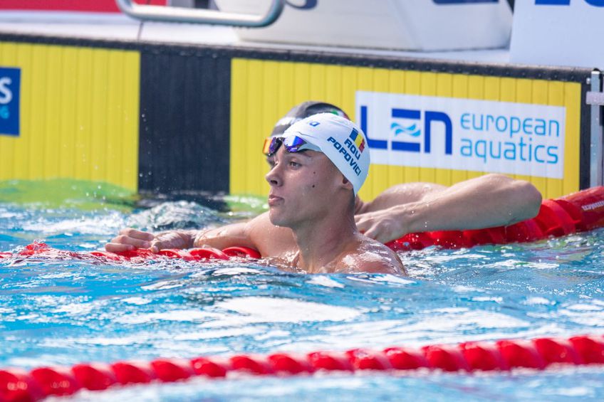 David Popovici a devenit campion european la seniori în proba de 100 de metri liber la natație