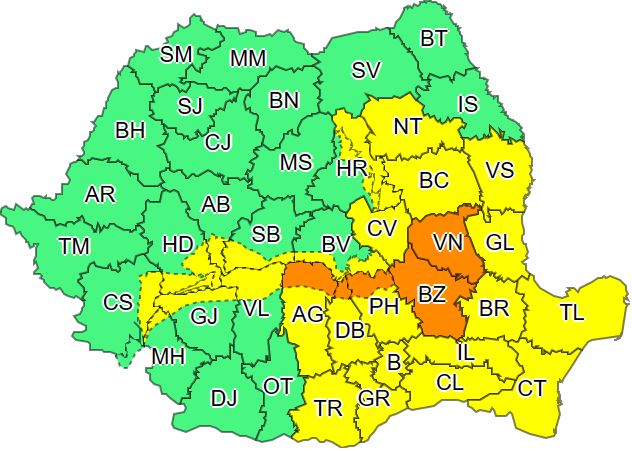 COSTANȚA/TULCEA: Codul galben de precipitații și vânt a fost prelungit