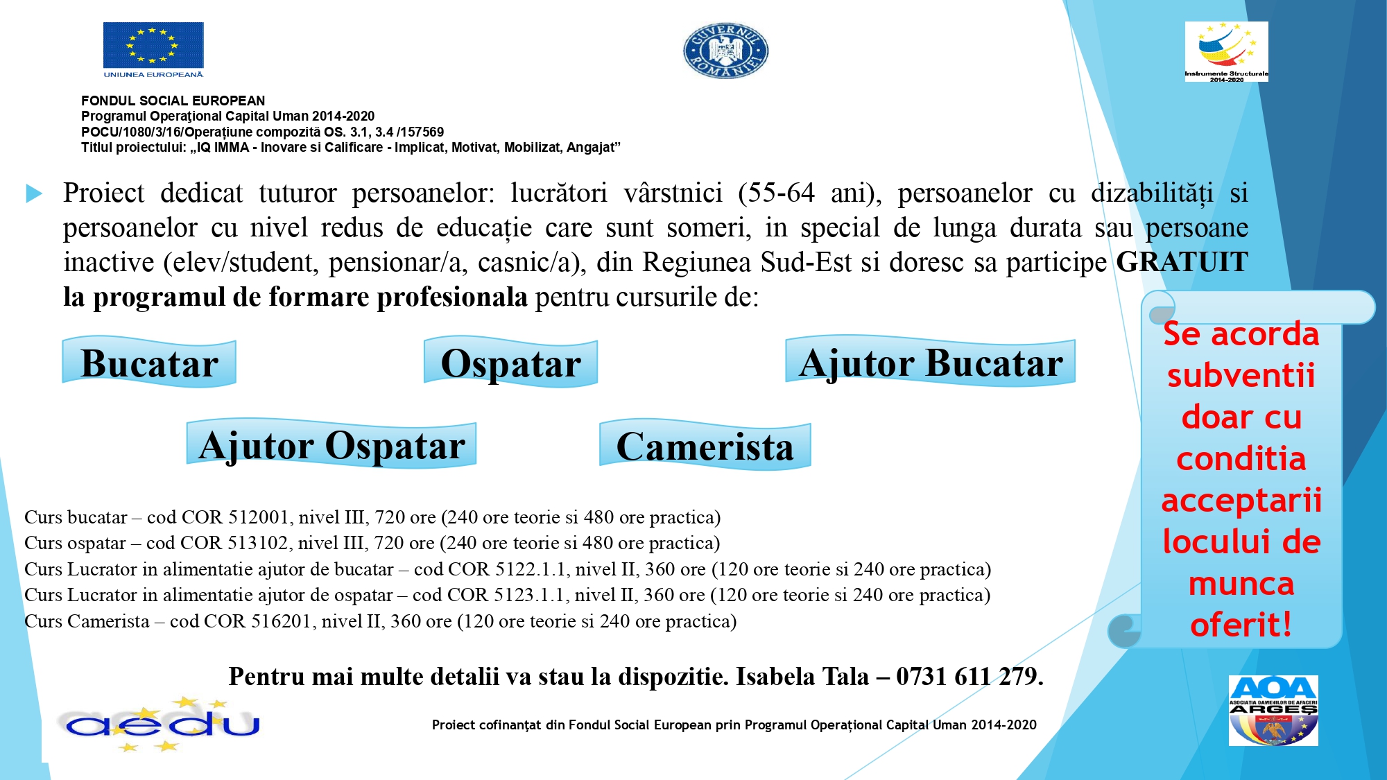 TECHIRGHIOL: Cursuri gratuite de formare profesională pentru cei care au șanse mai mici de angajare