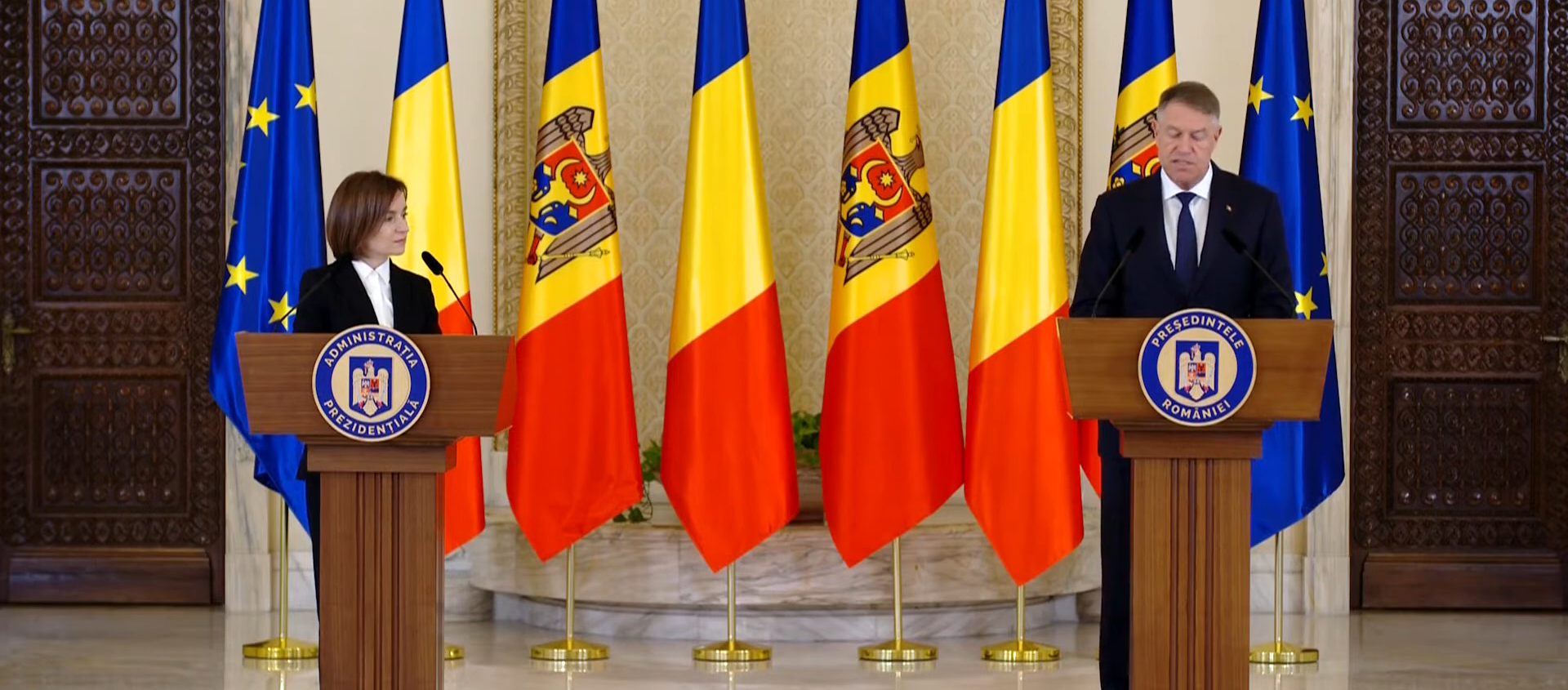 VIDEO | Declarații de presă comune susținute de președintele Klaus Iohannis și preşedintele Republicii Moldova, Maia Sandu