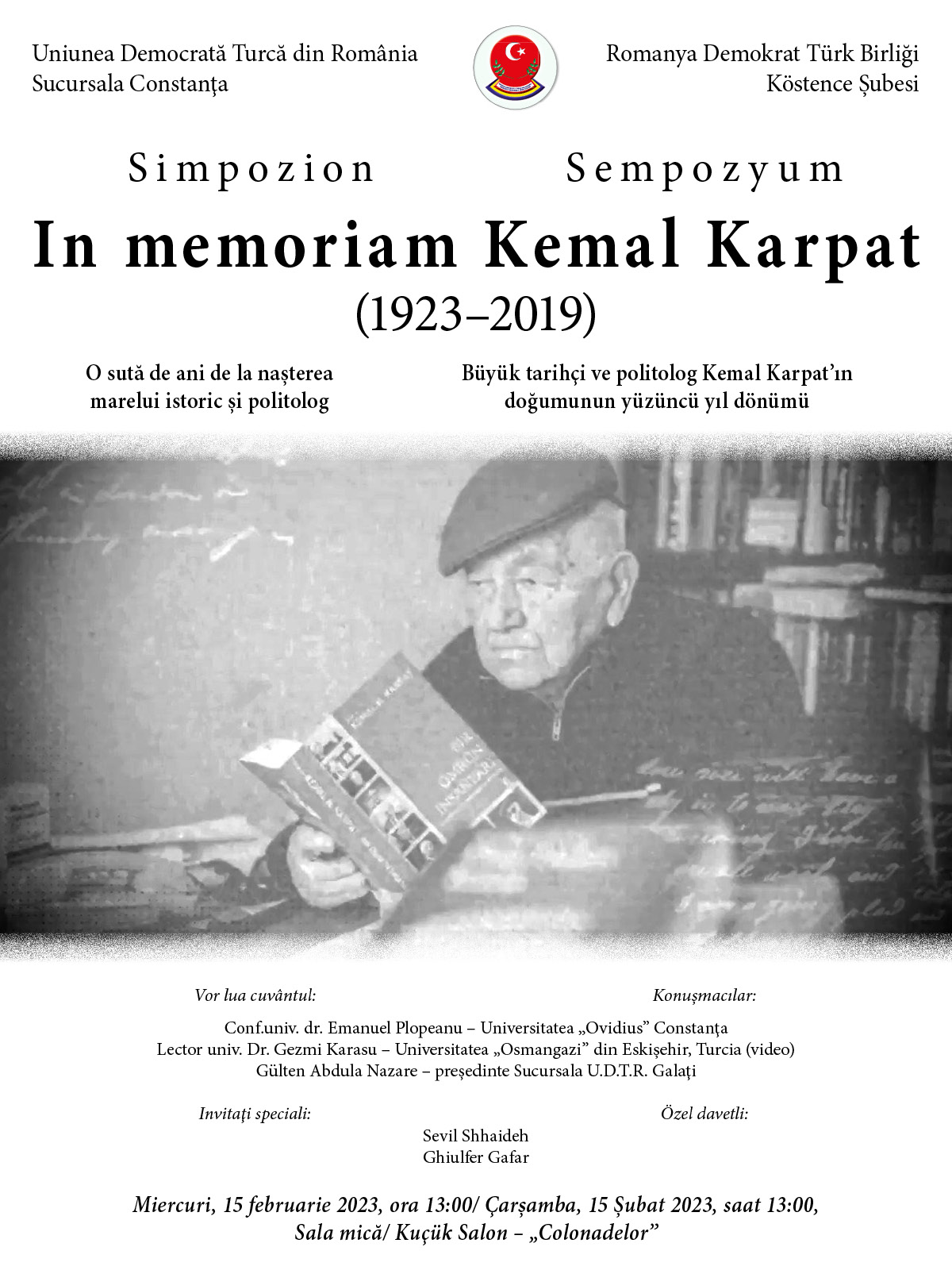 CONSTANŢA: UDTR organizează mâine, simpozionul „In memoriam Kemal Karpat”