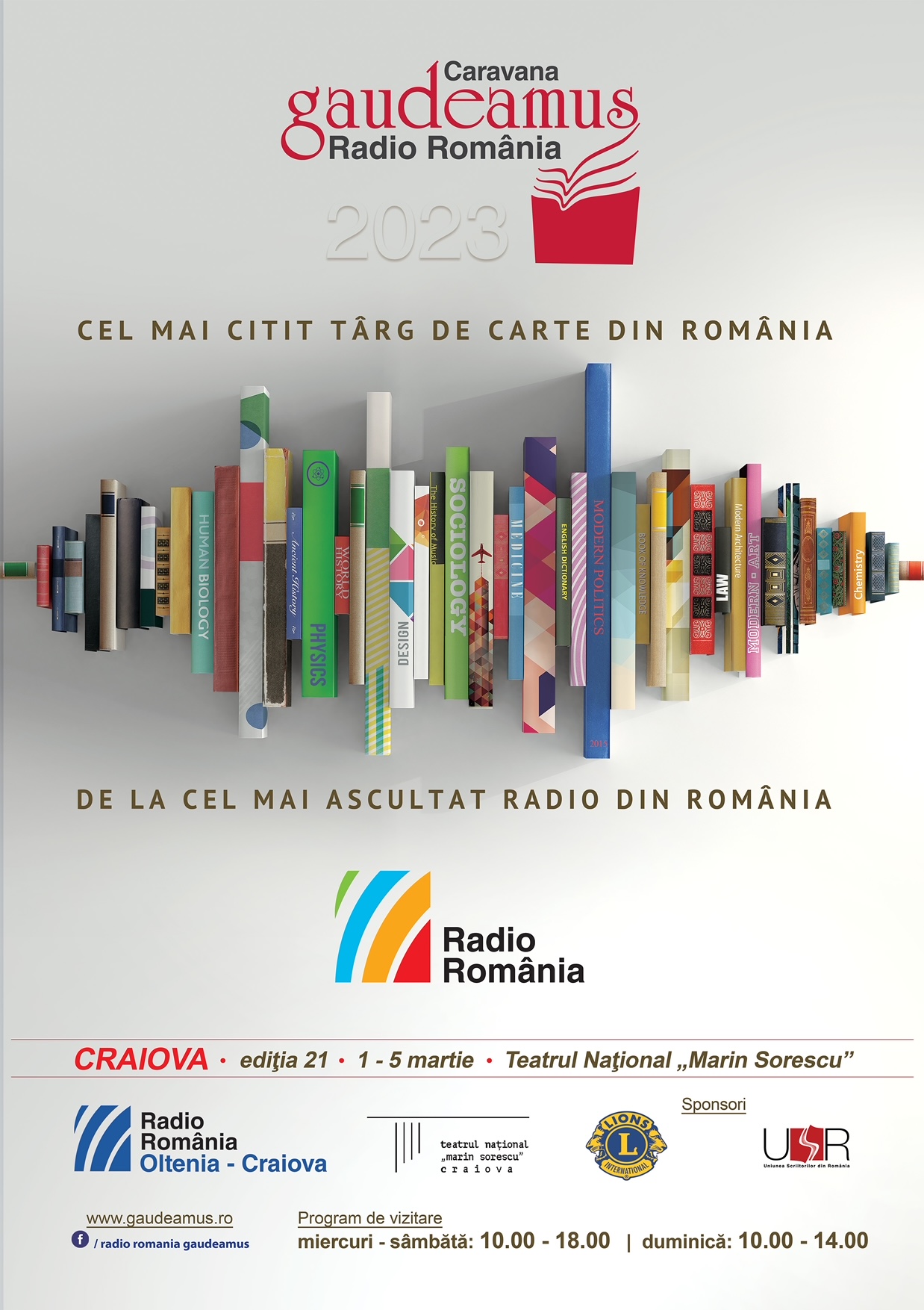 Târgul de Carte Gaudeamus Radio România, ediția Craiova 2023, va avea loc în perioada 1 – 5 martie la Teatrul Național „Marin Sorescu”