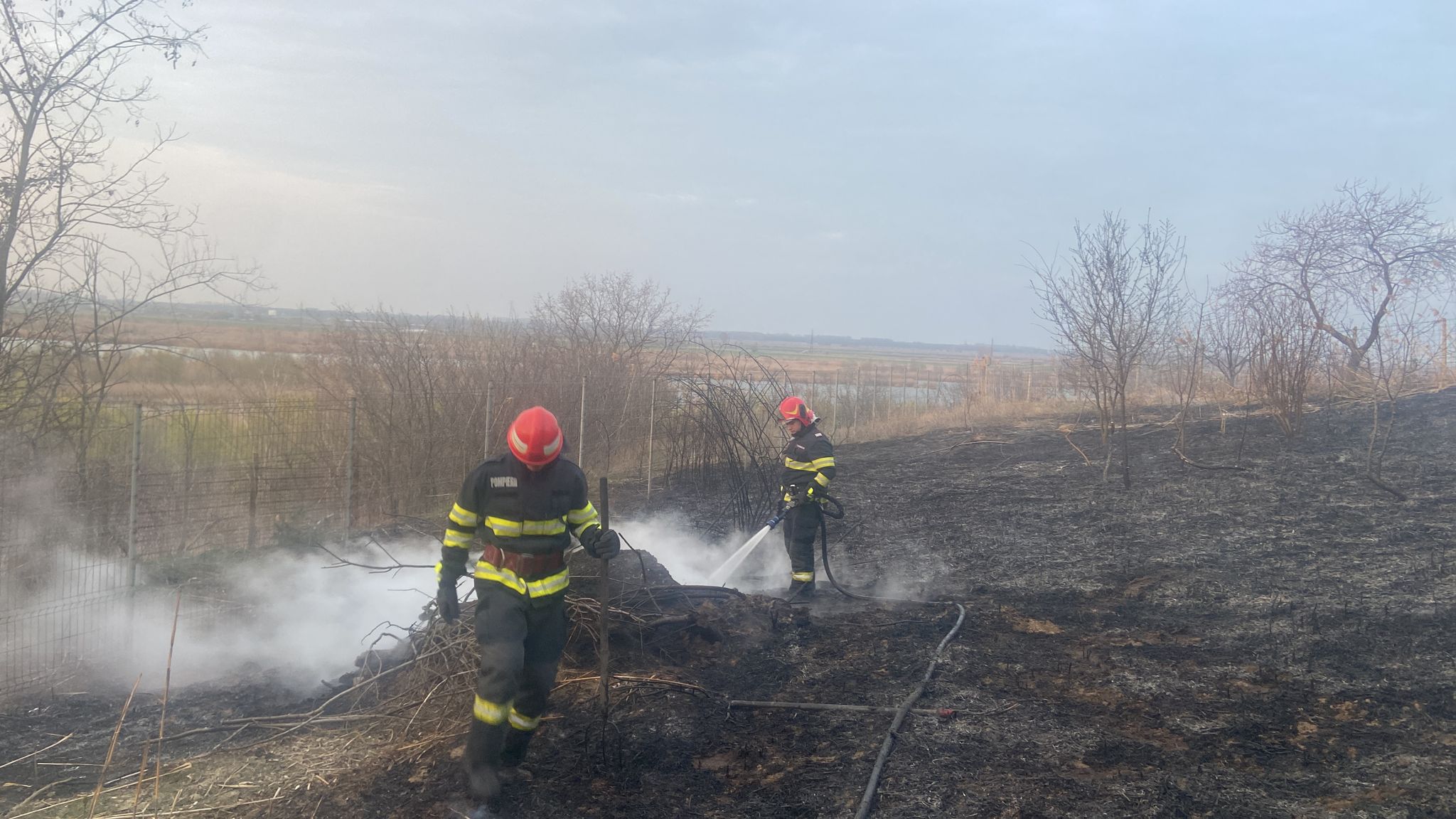 Incendiu de vegetaţie uscată, la periferia municipiului Tulcea