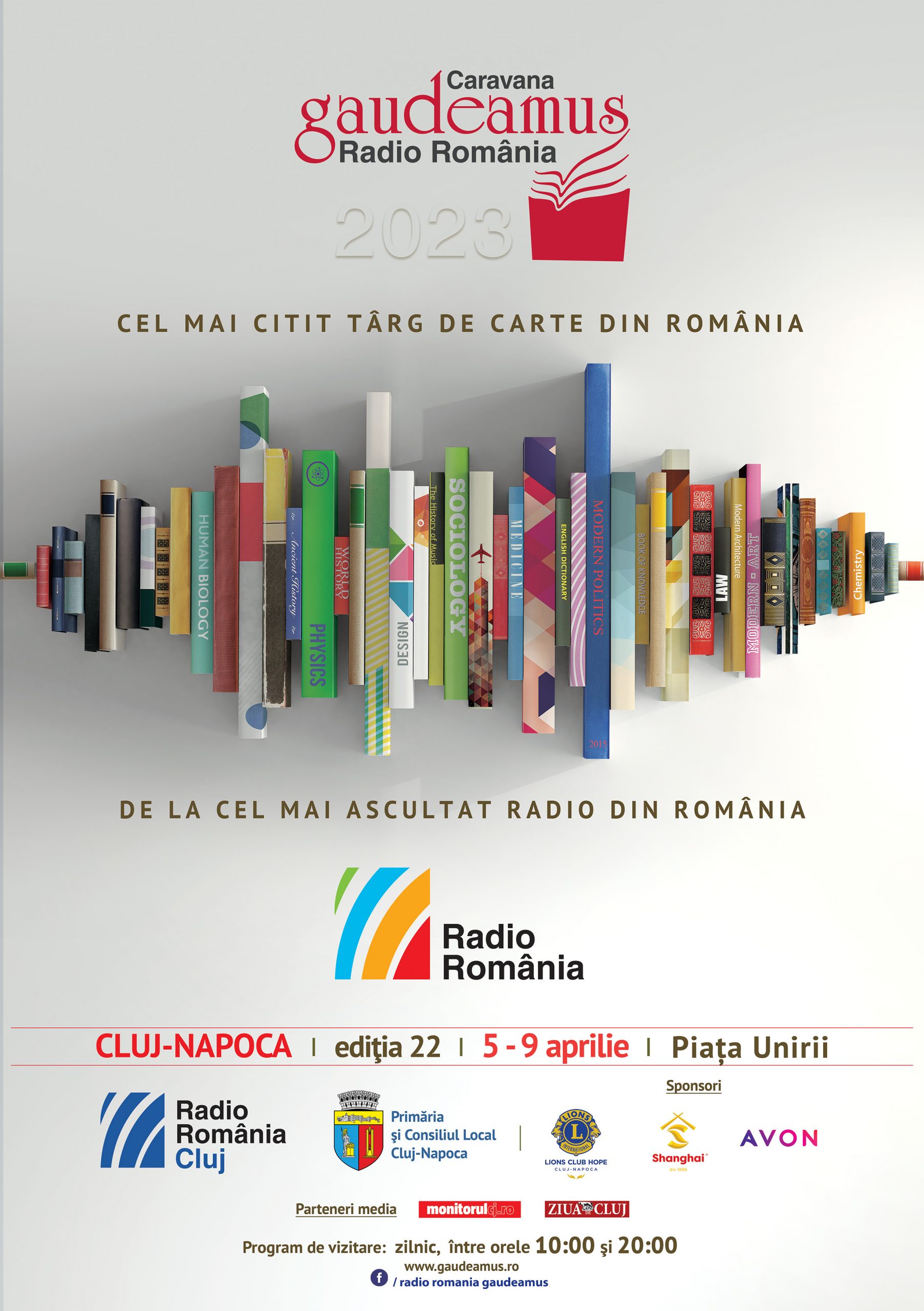 Târgul de Carte Gaudeamus Radio România va avea loc în perioada 5 – 9 aprilie, în Piața Unirii, Cluj-Napoca