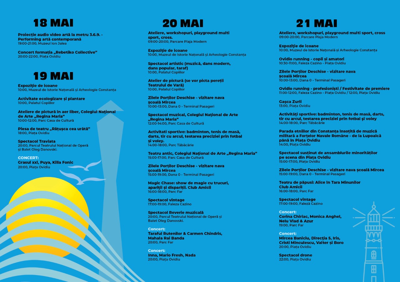 ZILELE CONSTANȚEI | Din programul de vineri: ateliere de pictură, teatru în aer liber și concerte