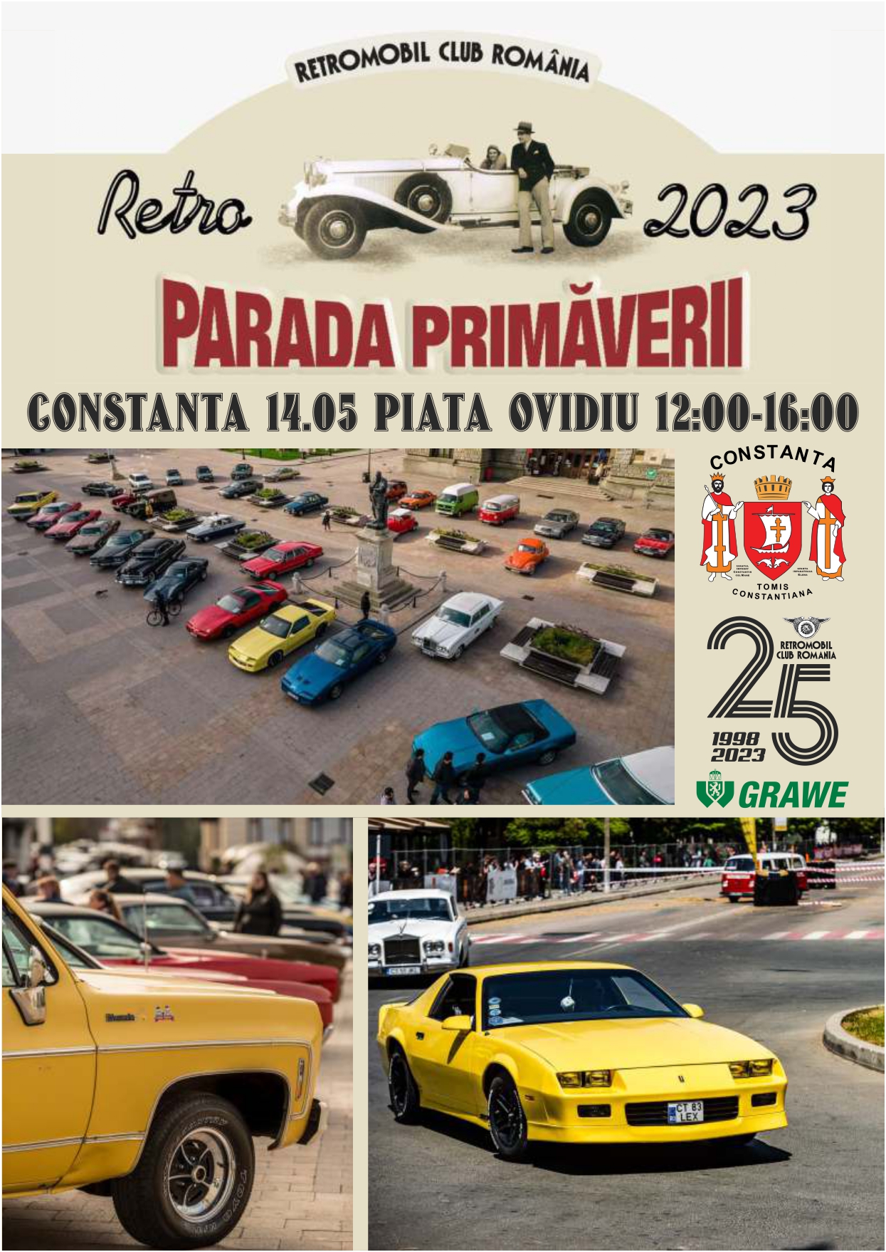 CONSTANŢA: „Retroparada Primăverii”, duminică, în Piaţa Ovidiu. 60 de autoturisme de epocă vor putea fi admirate de pasionaţii de maşini