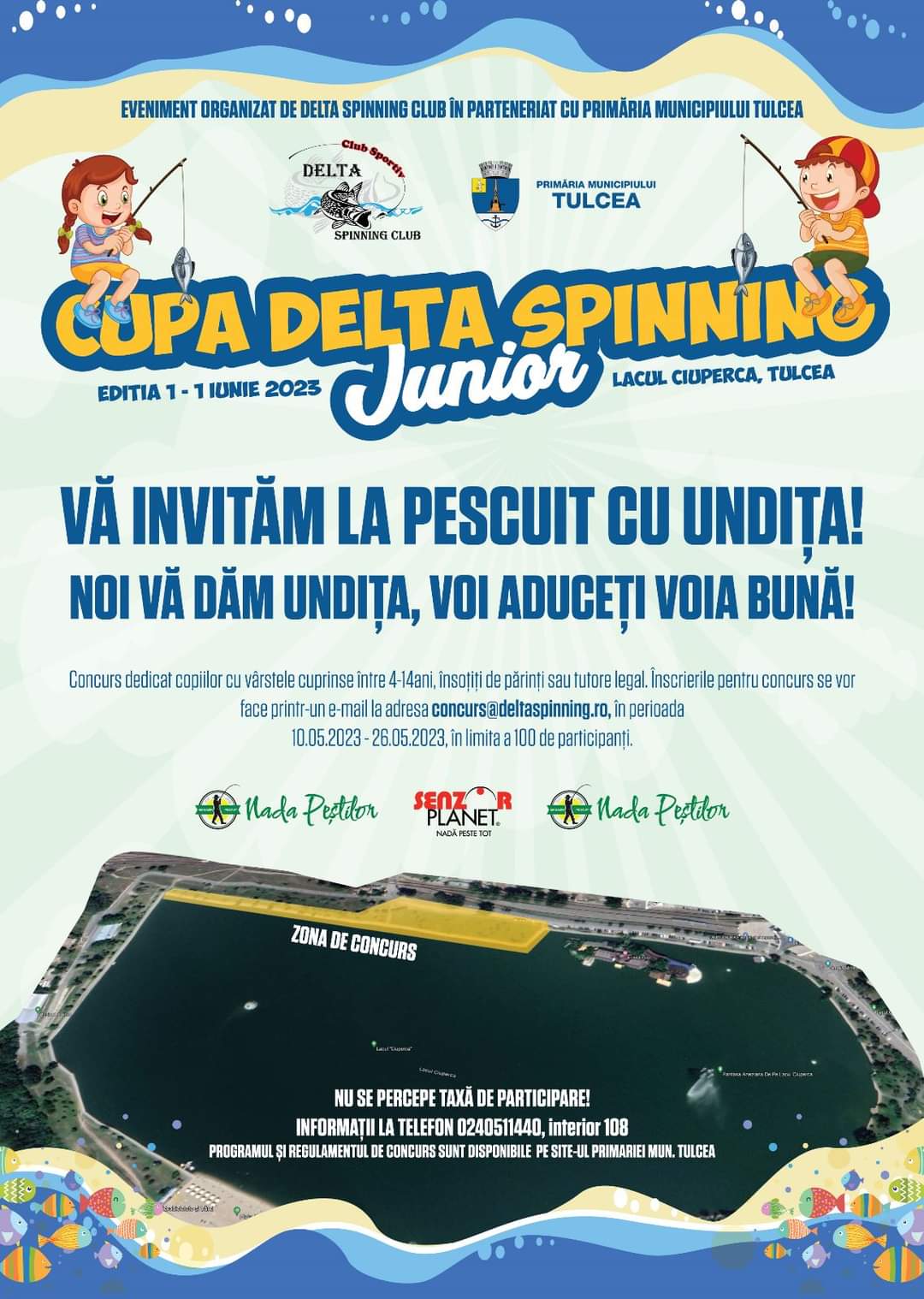 TULCEA: ,,CUPA Delta Spinning Junior”, concurs de pescuit pentru cei mici, pe 1 iunie, de Ziua Copilului