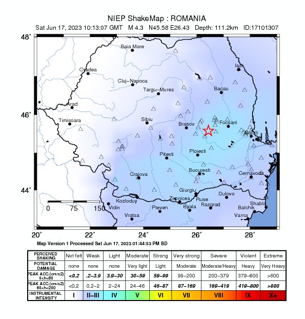 Cutremur de 4,3 grade pe Richter produs azi în județul Buzău