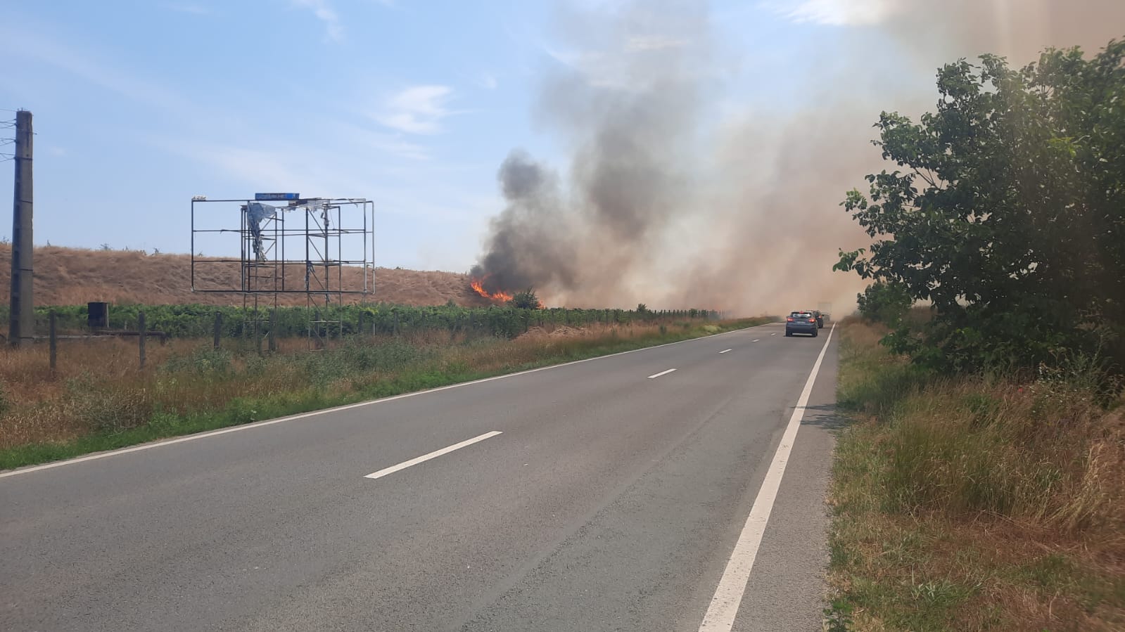 Traficul rutier este oprit total pe DN 22C, între Poarta Albă și comuna Castelu din caza unui incendiu de vegetaţie