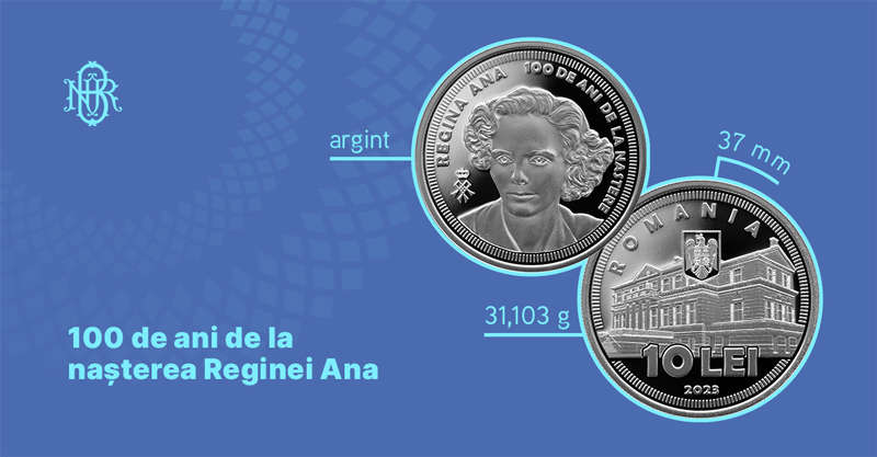 Banca Naţională a României lansează o monedă din argint cu tema 100 de ani de la naşterea Reginei Ana